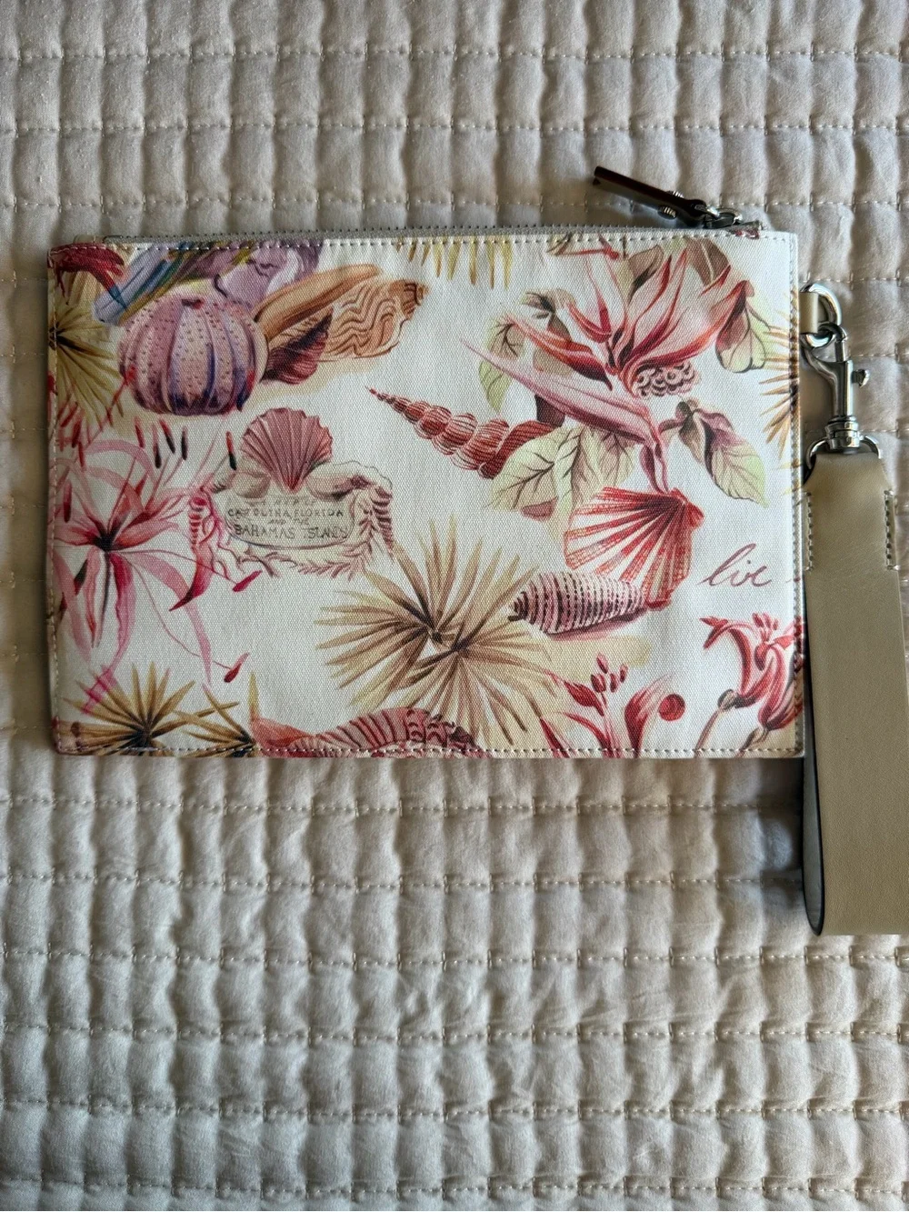 India Hicks Siesta Canvas Clutch Wristlet Zip Pouch Island Print Travel Bag